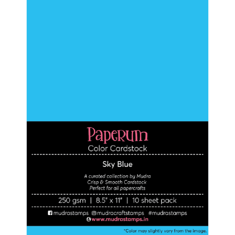 Mudra Paperum cardstock (8.5 by 11 inches) (250 gsm) (Set of 10 sheets) - Sky Blue MUP010 mudra cardstock skyblue Mudra Paperum cardstock (8.5 by 11 inches) (250 gsm) (Set of 10 sheets) - Sky Blue