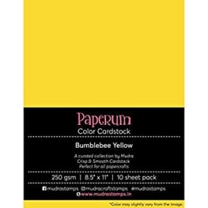 Mudra Paperum cardstock (8.5 by 11 inches) (250 gsm) (Set of 10 sheets) - Bumblebee Yellow