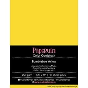 Mudra Paperum cardstock (8.5 by 11 inches) (250 gsm) (Set of 10 sheets) - Bumblebee Yellow