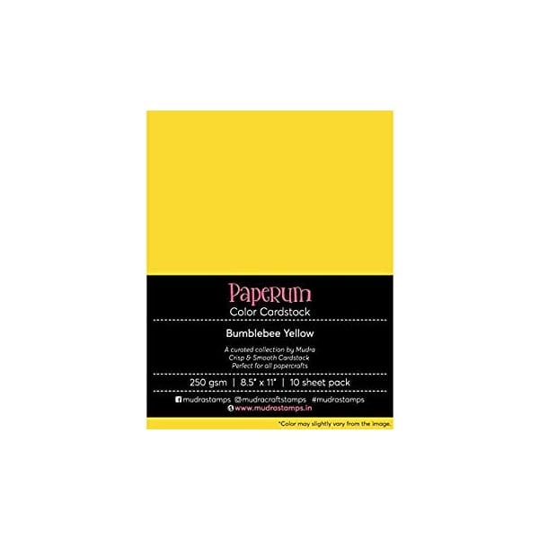 Mudra Paperum cardstock (8.5 by 11 inches) (250 gsm) (Set of 10 sheets) - Bumblebee Yellow