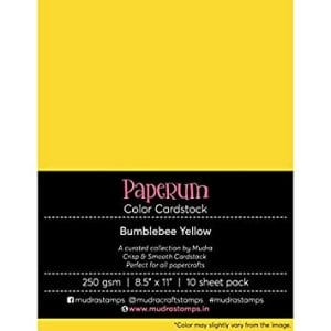Mudra Paperum cardstock (8.5 by 11 inches) (250 gsm) (Set of 10 sheets) - Bumblebee Yellow