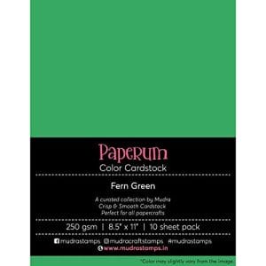 Mudra Paperum cardstock (8.5 by 11 inches) (250 gsm) (Set of 10 sheets) - Fern Green