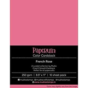 Mudra Paperum cardstock (8.5 by 11 inches) (250 gsm) (Set of 10 sheets) - French Rose