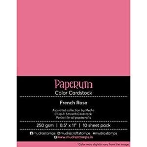 Mudra Paperum cardstock (8.5 by 11 inches) (250 gsm) (Set of 10 sheets) - French Rose
