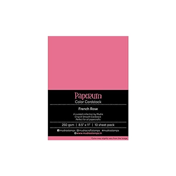 Mudra Paperum cardstock (8.5 by 11 inches) (250 gsm) (Set of 10 sheets) - French Rose