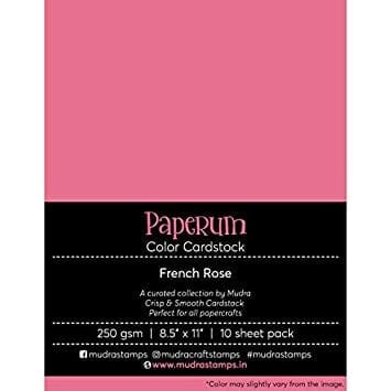 Mudra Paperum cardstock (8.5 by 11 inches) (250 gsm) (Set of 10 sheets) - French Rose mudra cardstock french ros Mudra Paperum cardstock (8.5 by 11 inches) (250 gsm) (Set of 10 sheets) - French Rose