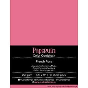 Mudra Paperum cardstock (8.5 by 11 inches) (250 gsm) (Set of 10 sheets) - French Rose