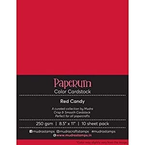 Mudra Paperum cardstock (8.5 by 11 inches) (250 gsm) (Set of 10 sheets) - Red Candy