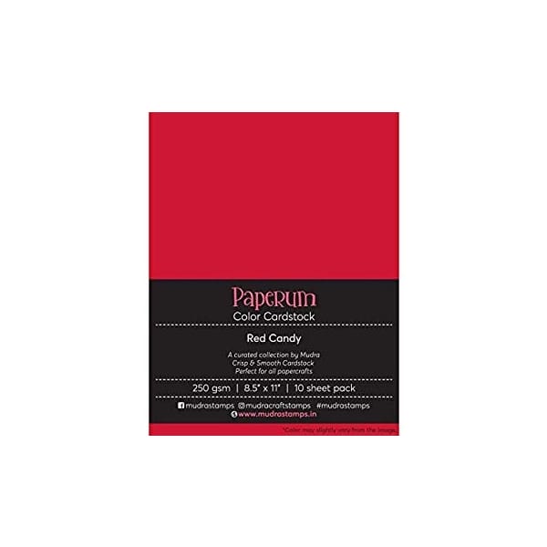 Mudra Paperum cardstock (8.5 by 11 inches) (250 gsm) (Set of 10 sheets) - Red Candy