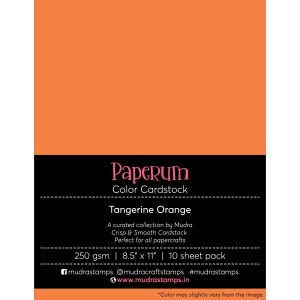 Mudra Paperum cardstock (8.5 by 11 inches) (250 gsm) (Set of 10 sheets) - Tangerine Orange