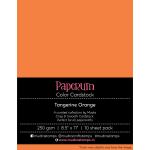Mudra Paperum cardstock (8.5 by 11 inches) (250 gsm) (Set of 10 sheets) - Tangerine Orange