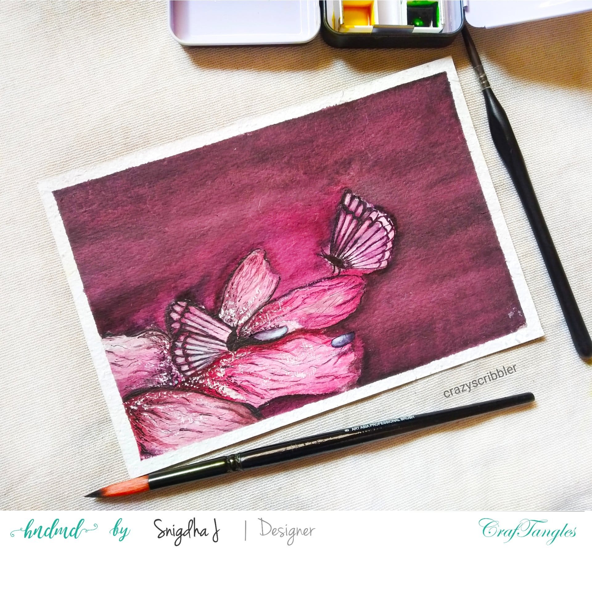 CrafTangles 100% cotton 300 gsm Cold Press handmade Watercolor Paper (Pack of 10) - A5 CrafTangles Watercolor Paper Nov2020 6 CrafTangles_Watercolor_Paper_Nov2020_6