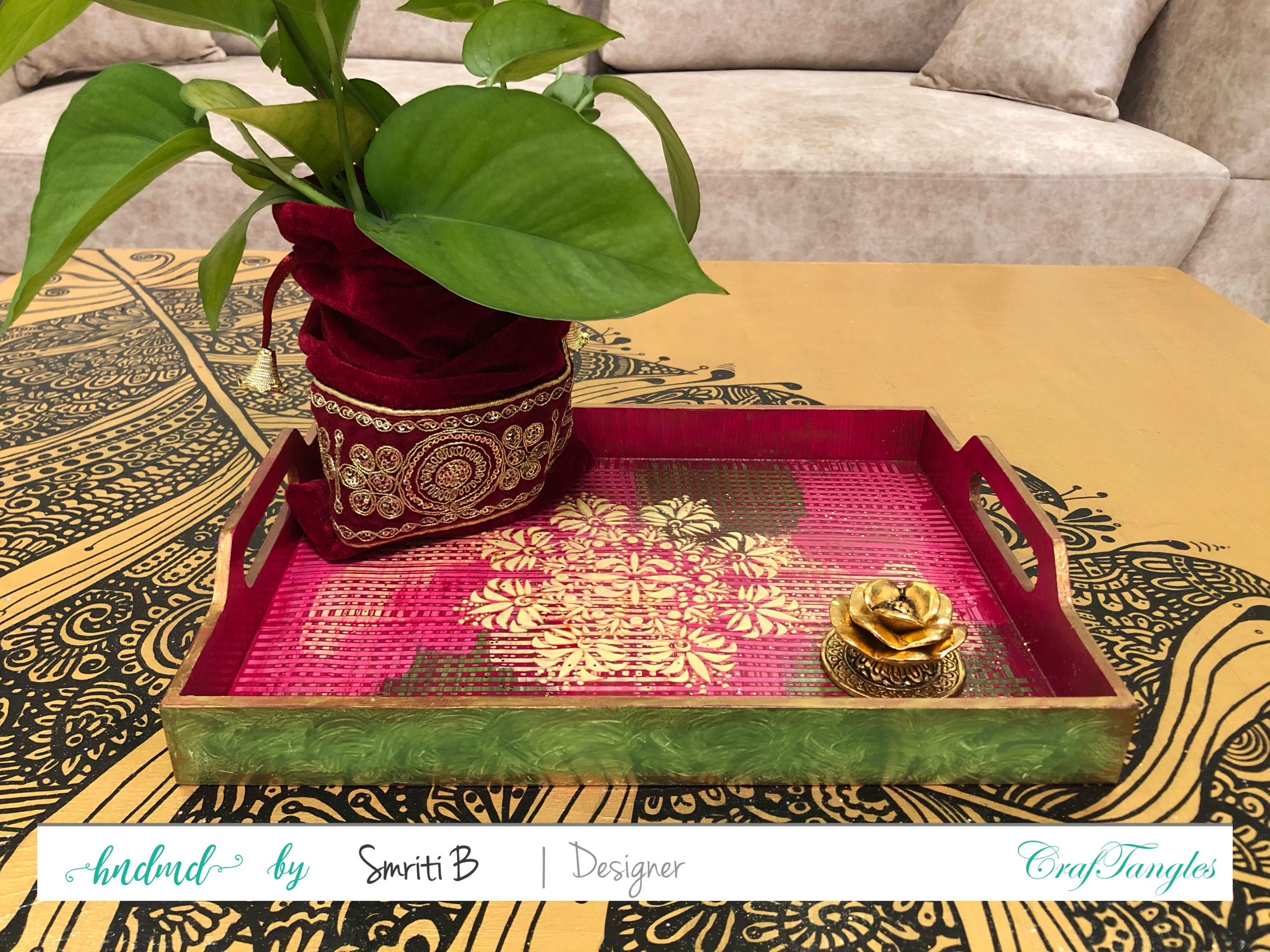 CrafTangles MDF Straight Edged Tray (6.5 by 8.5 inches) Smriti MDF Tray Jan 2021 Smriti_MDF_Tray_Jan_2021