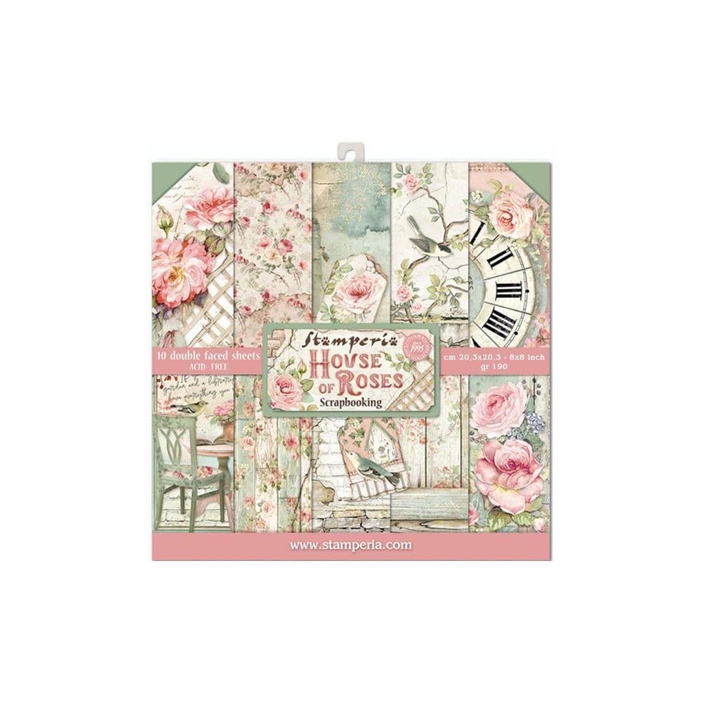 Stamperia Double-Sided Paper Pad 8"X8" 10/Pkg - House of Roses Stamperia double sided paper 8by8 house of roses Stamperia Double-Sided Paper Pad 8"X8" 10/Pkg - House of Roses