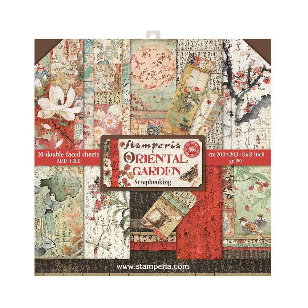 Stamperia Double-Sided Paper Pad 8"X8" 10/Pkg - Oriental Garden Stamperia double sided paper 8by8 oriental garden Stamperia Double-Sided Paper Pad 8"X8" 10/Pkg - Oriental Garden