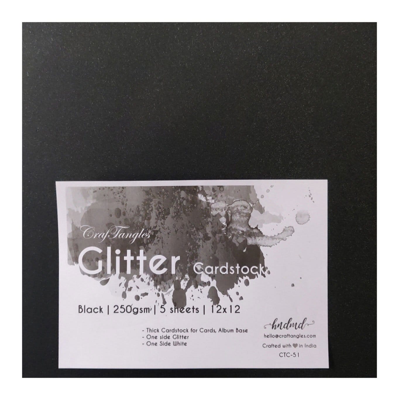 CrafTangles Glitter Cardstock (Set of 5 sheets) - Black ctc 51 Glitter Cardstock Black CrafTangles Glitter Cardstock (Set of 5 sheets) - Black