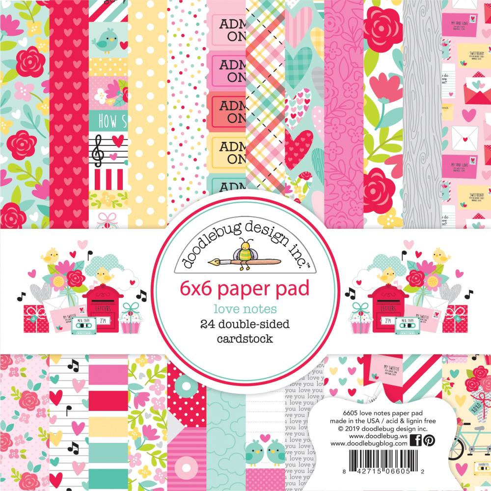 Doodlebug Double-Sided Paper Pad 6"X6" 24/Pkg Love Notes doddlebug designs love notes 6by6 paper Doodlebug Double-Sided Paper Pad 6"X6" 24/Pkg Love Notes