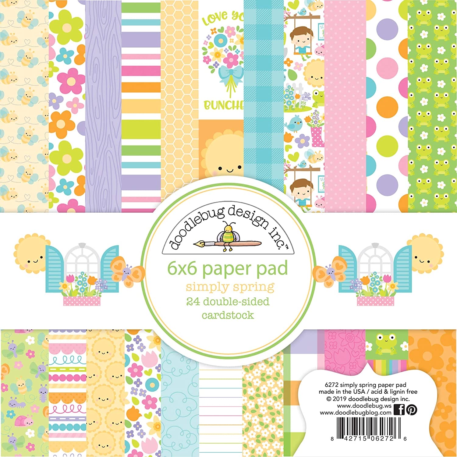 Doodlebug Double-Sided Paper Pad 6"X6" 24/Pkg Simply Spring doddlebug designs simply spring 6by6 paper Doodlebug Double-Sided Paper Pad 6"X6" 24/Pkg Simply Spring