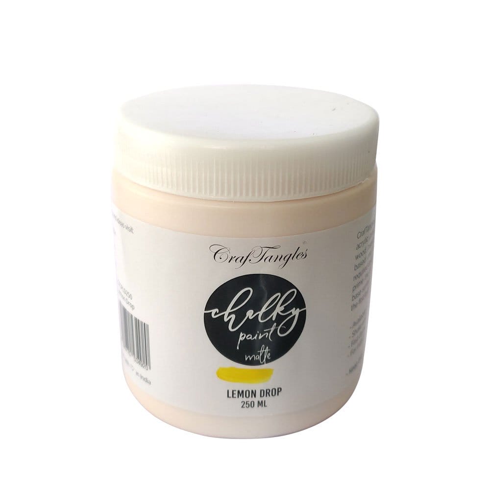 CrafTangles Chalk Paint - Lemon Drop (250 ml) lemon drop chalky paint 250ml CrafTangles Chalk Paint - Lemon Drop (250 ml)