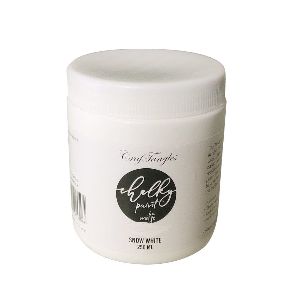 CrafTangles Chalk Paint - Snow White (250 ml) snow white chalky paint 250ml CrafTangles Chalk Paint - Snow White (250 ml)