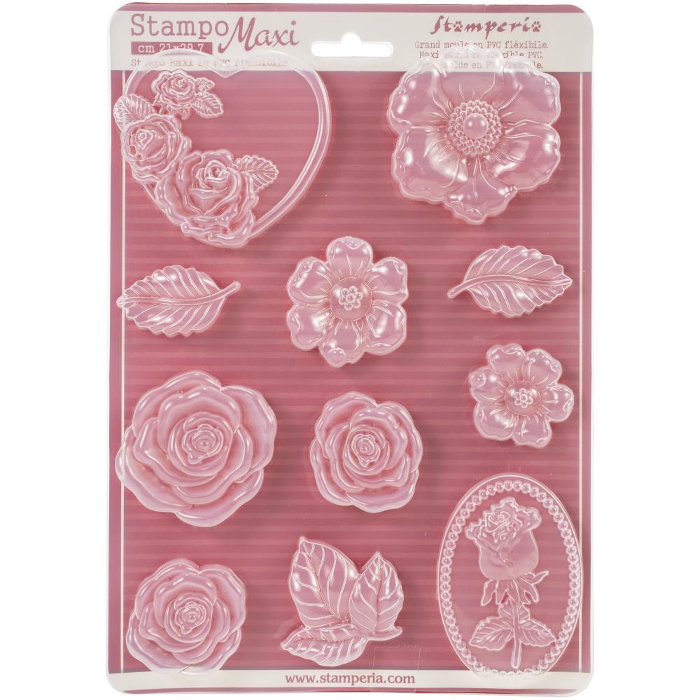 Stamperia Soft Maxi Mould 8.5"X11.5" - Roses Stamperia Soft Maxi Mould 8.5"X11.5" - Roses