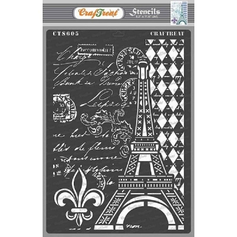 CrafTreat A4 Stencil - Eiffel Tower Script CrafTreat Stencil Eiffel tower script CTS605 CrafTreat A4 Stencil - Eiffel Tower Script