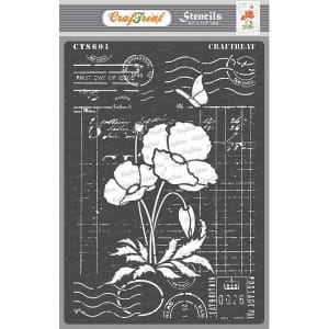 CrafTreat A4 Stencil - Ledger Poppy