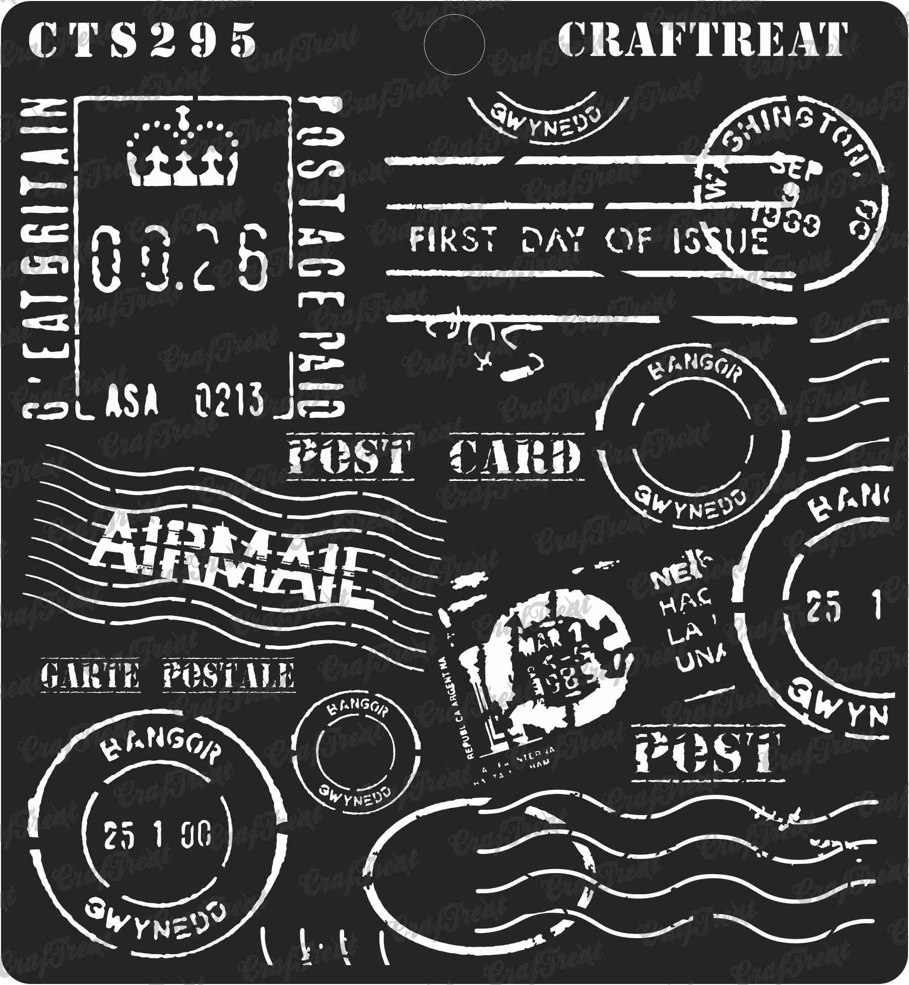 CrafTreat 6"x6" Stencil - Postal CrafTreat Stencil Postal CTS295 CrafTreat 6"x6" Stencil - Postal
