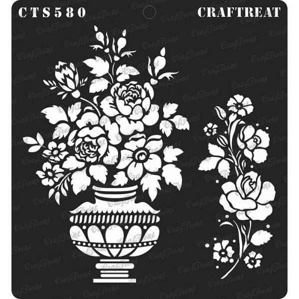 CrafTreat 6"x6" Stencil - Rose Vase CrafTreat Stencil Rose vase CTS580 CrafTreat 6"x6" Stencil - Rose Vase