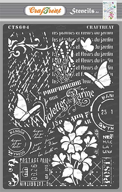CrafTreat A4 Stencil - Flower Collage CrafTreat Stencil flower collage CTS604 CrafTreat A4 Stencil - Flower Collage