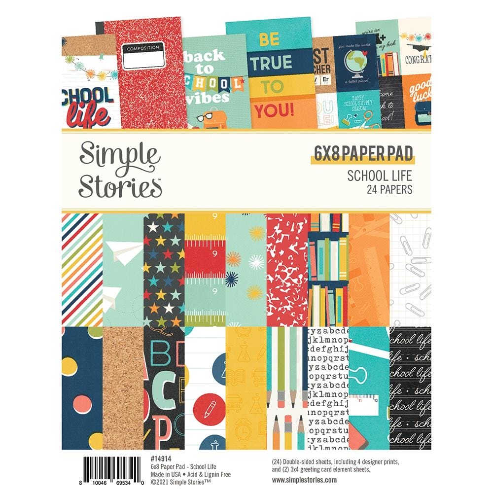 Simple Stories Double-Sided Paper Pad - School Life (6"X8" 24/Pkg) 14914 simple stories paper school life Simple Stories Double-Sided Paper Pad - School Life (6"X8" 24/Pkg)