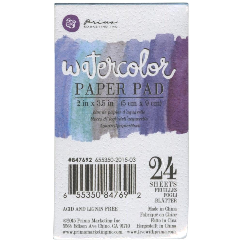 Prima Marketing Watercolor Paper Pad 2"X3.5" 24/Pkg 847692 prima watercolor pad Prima Marketing Watercolor Paper Pad 2"X3.5" 24/Pkg