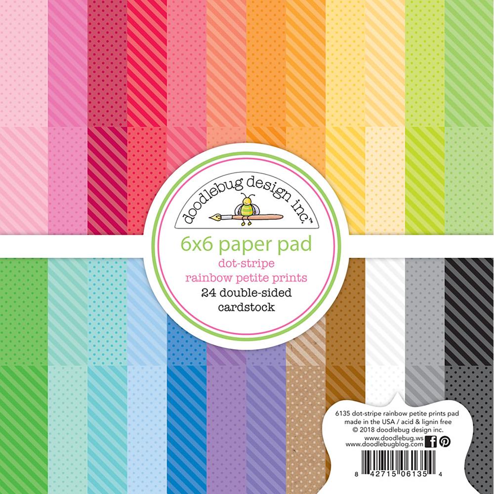 Doodlebug Double-Sided Paper Pad 6"X6" 24/Pkg Dot-Stripe Rainbow DDS6135 doodle bug stripes 6by6 paper Doodlebug Double-Sided Paper Pad 6"X6" 24/Pkg Dot-Stripe Rainbow