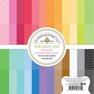 Doodlebug Double-Sided Paper Pad 6"X6" 24/Pkg Dot-Stripe Rainbow