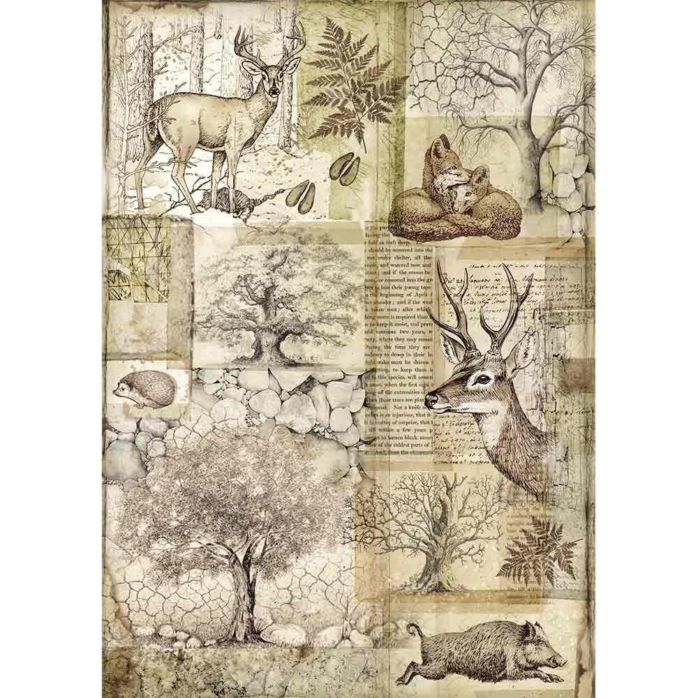 Stamperia Rice Paper A4 - Deer and Wild Boar DFSA4426 stamperia rice paper Deer and wild board Stamperia Rice Paper A4 - Deer and Wild Boar