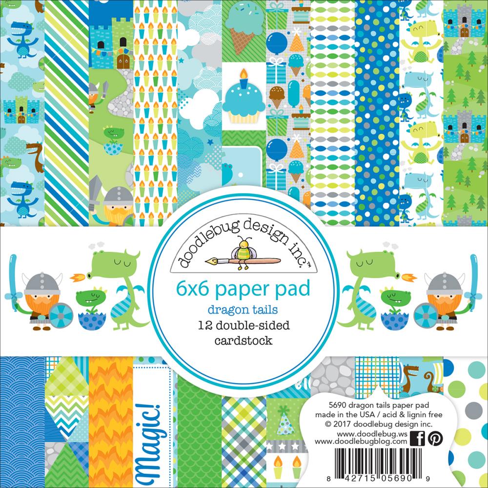 Doodlebug Double-Sided Paper Pad 6"X6" 24/Pkg Dragon Tails DRA5690 doodle bug dragon Tails 6by6 paper Doodlebug Double-Sided Paper Pad 6"X6" 24/Pkg Dragon Tails