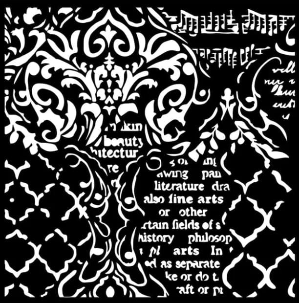 Stamperia Stencil 7.08"X7.08" - Wallpaper Music and Writings KSTDQ35 Stamperia Stencil Stamperia Stencil 7.08"X7.08" - Wallpaper Music and Writings