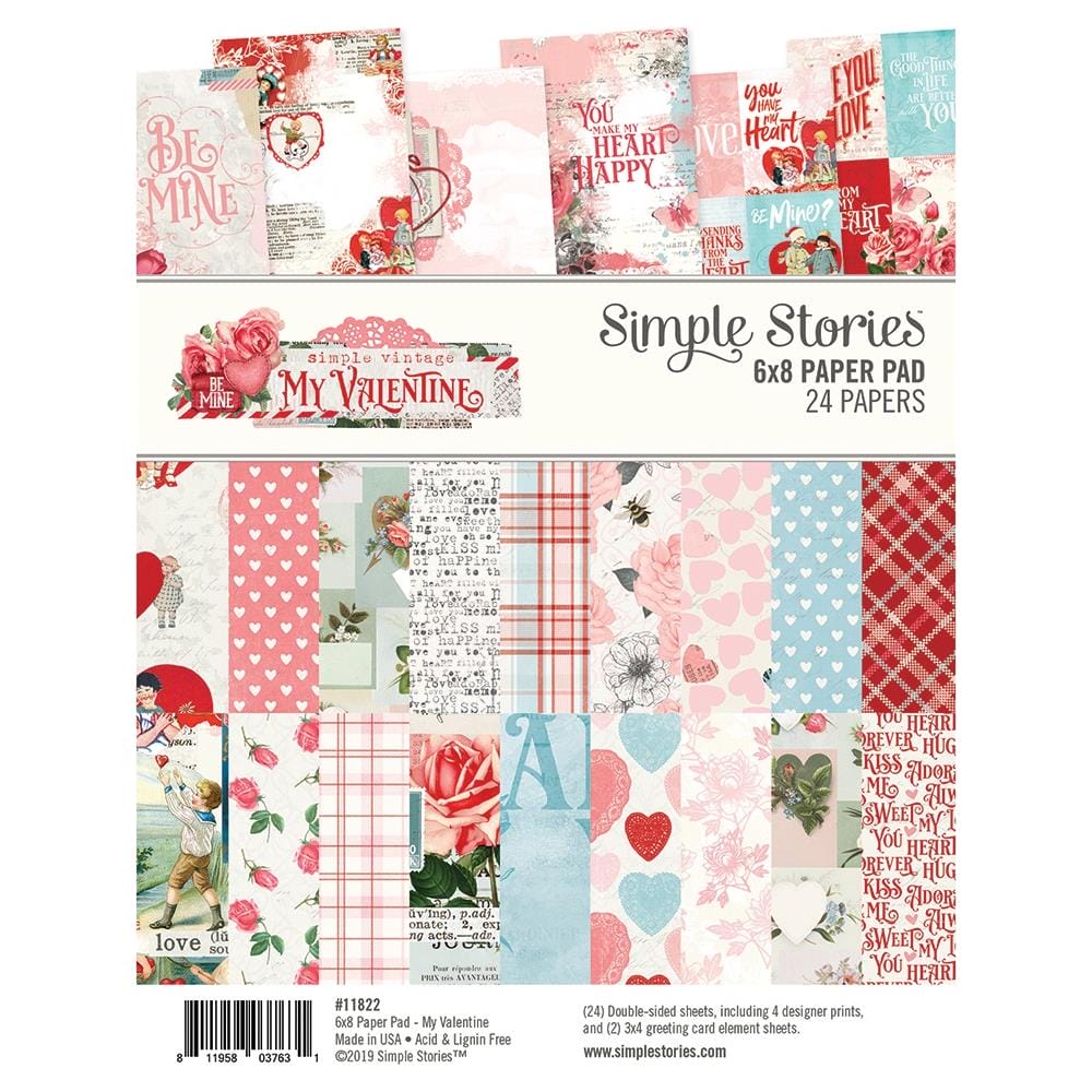 Simple Stories Double-Sided Paper Pad - My Valentine (6"X8" 24/Pkg) MV11822 simple stories 6by8 paper pad my valentine Simple Stories Double-Sided Paper Pad - My Valentine (6"X8" 24/Pkg)