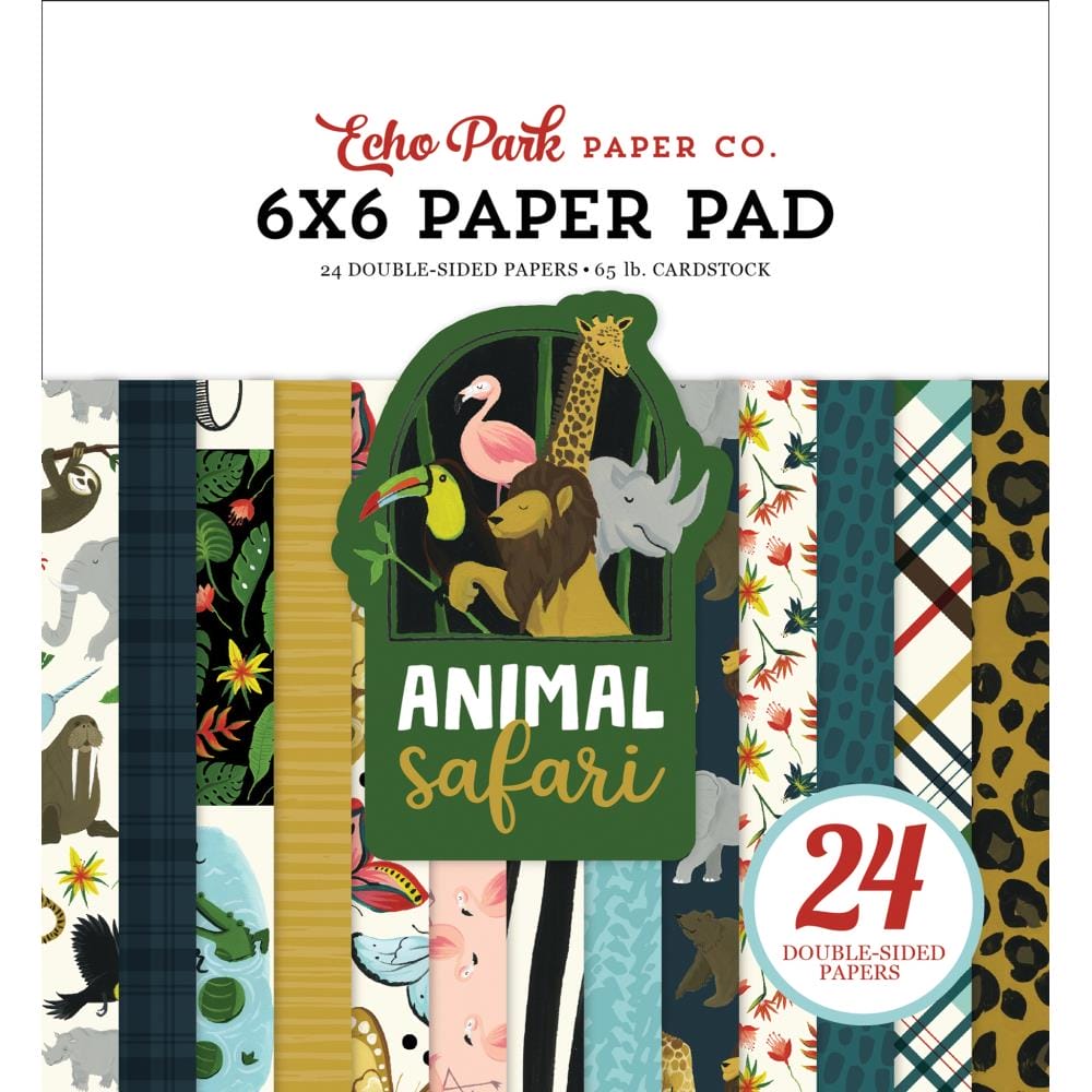 Echo Park paper pad - Animal Safari (6by6 inch) OO167023 echo park paper animal safari 6by6 Echo Park paper pad - Animal Safari (6by6 inch)