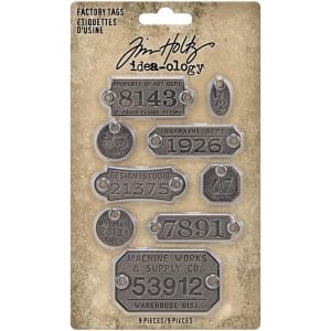 Tim Holtz Idea-Ology Metal Factory Tags 9/Pkg
