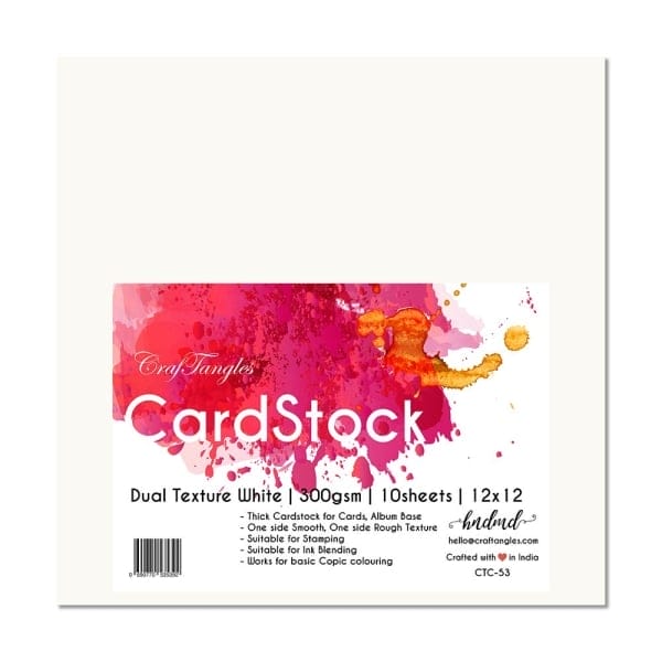 CrafTangles cardstock 12" by 12" (300 gsm) (Set of 10 sheets) - Dual Textured White