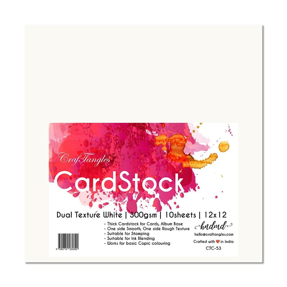 CrafTangles cardstock 12" by 12" (300 gsm) (Set of 10 sheets) - Dual Textured White ctc 53 Dual Textured White 300GSM CrafTangles cardstock 12" by 12" (300 gsm) (Set of 10 sheets) - Dual Textured White