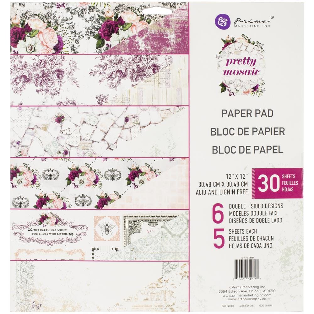 Prima - Pretty Mosaic - 12x12 Paperpack prima 12by12 paper pretty mosaic Prima - Pretty Mosaic - 12x12 Paperpack