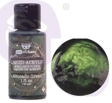 Prima Finnabair Art Alchemy Liquid Acrylic Paint 1 Fluid Ounce - Avocado Green