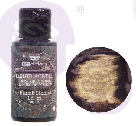 Prima Finnabair Art Alchemy Liquid Acrylic Paint 1 Fluid Ounce - Burnt Sienna