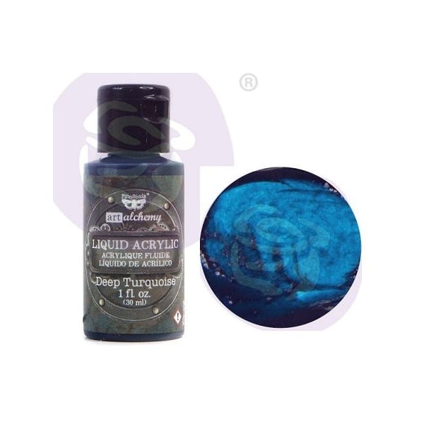 Prima Finnabair Art Alchemy Liquid Acrylic Paint 1 Fluid Ounce - Deep Turquoise