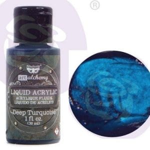 Prima Finnabair Art Alchemy Liquid Acrylic Paint 1 Fluid Ounce - Deep Turquoise