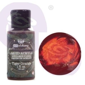 Prima Finnabair Art Alchemy Liquid Acrylic Paint 1 Fluid Ounce - Tiger Orange