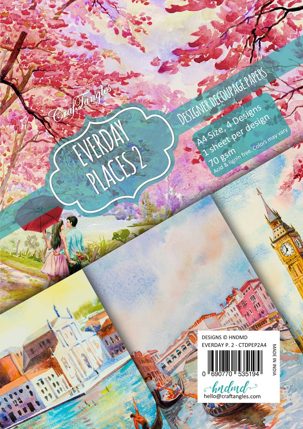 CrafTangles Decoupage Paper Pack - Everyday Places 2 (A4) - 4 sheets EveryDayPlaces2 DeocoupageCover A4 CrafTangles Decoupage Paper Pack - Everyday Places 2 (A4) - 4 sheets