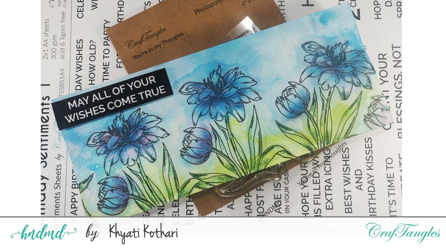 CrafTangles Sentiment Sheets - Birthday Sentiments 2 (2 sheets of A4) Khyati CrafTangles SlimlineCard 1 Khyati_CrafTangles_SlimlineCard_1